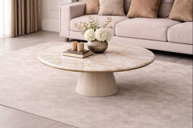 Faati Marble-Top Pedestal Coffee Table