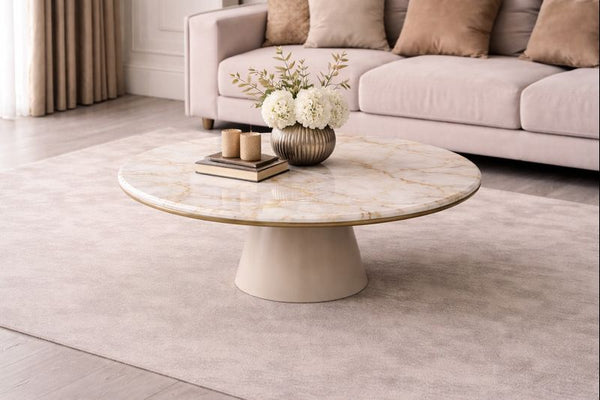Faati Marble-Top Pedestal Coffee Table